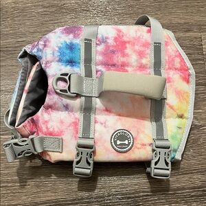 Vivaglory Pink Multi Tie-Dye Dog Life Vest - Never Used
